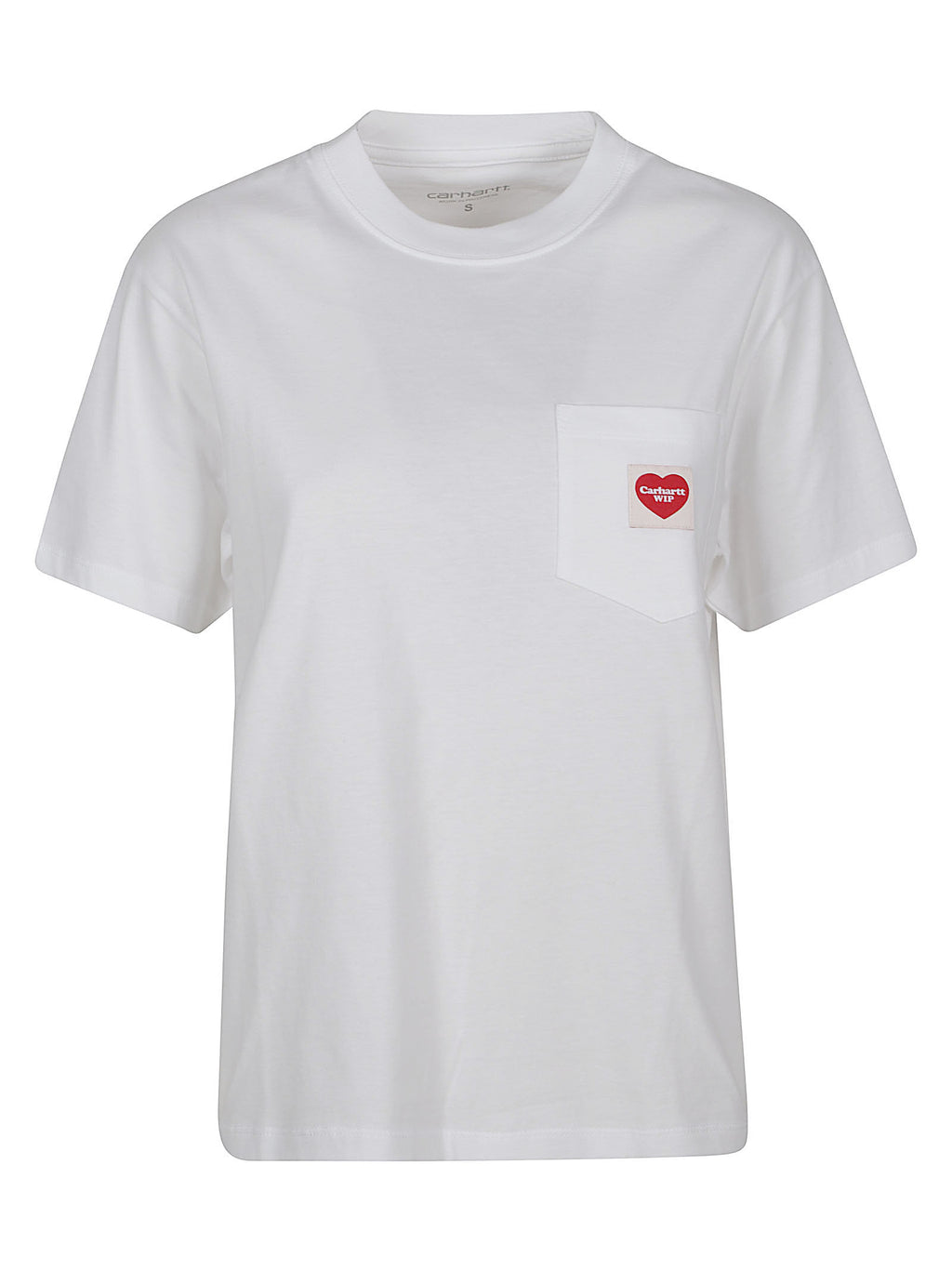 W S/S POCKET HEART T-SHIRTWHITE / RED CARHARTT