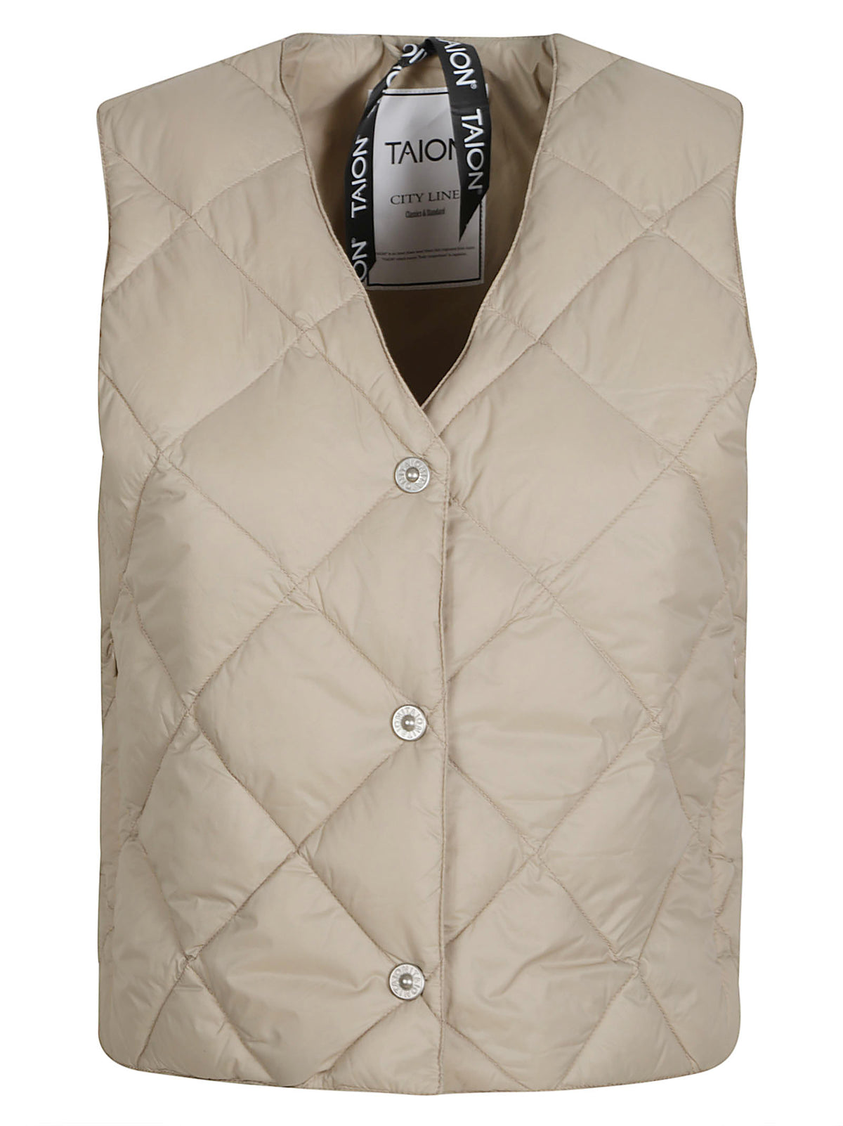 "SINGLE SNAP BUTTON" V NECK SHORT DOWN GILET 